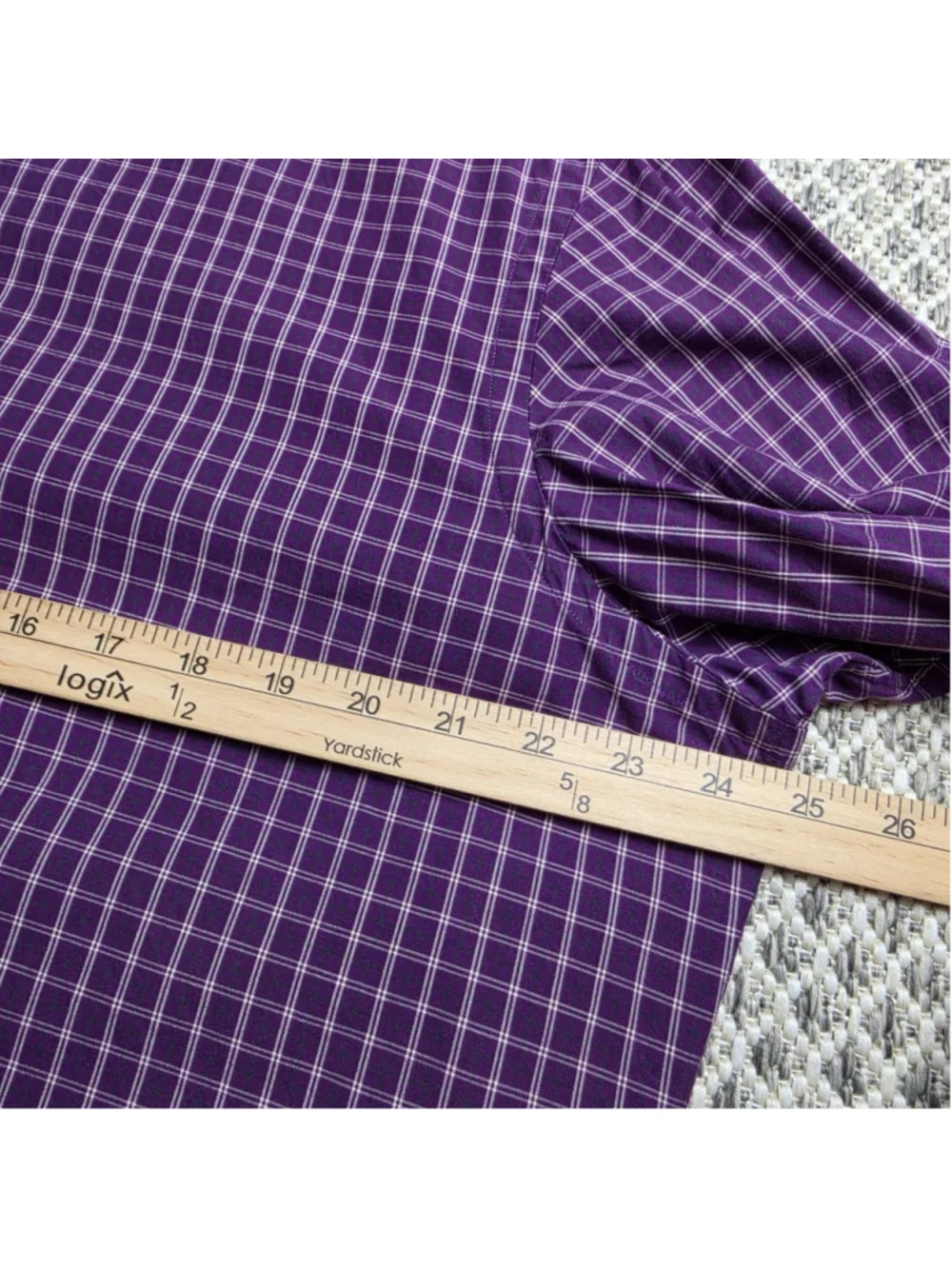 Polo Ralph Lauren Regent Custom Fit Purple Check Dress Shirt Mens 17 XL